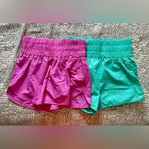 Zenana Outfitters Vibrant Pink and Teal Shorts Set